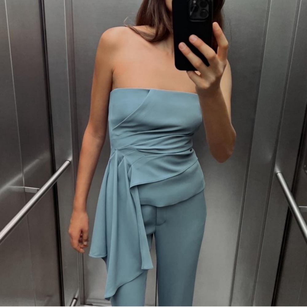 Zara  BUSTIER TOP CORSET BLUE SIZE XS